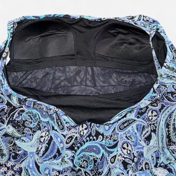 Blue Paisley Blouson Tankini Swimsuit Top with Adjustable Racerback Straps - Picture 7 of 8